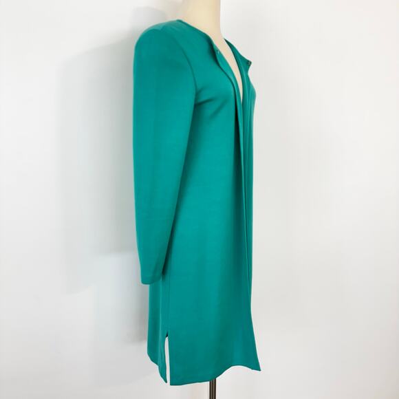 St. John Wool Knit Long Cardigan Sweater Poncho Long Sleeve Green Turquoise | 10 - Picture 3 of 12